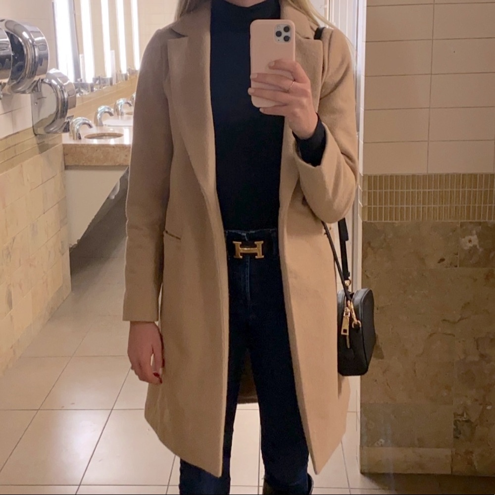 “New Look” Tan mid length camel coat size 4